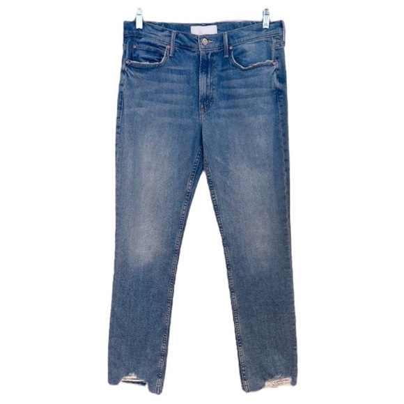 MOTHER Denim - Mother Superior The Flirt Fray Light Wash Straight Leg Jeans in "I Confess" 30